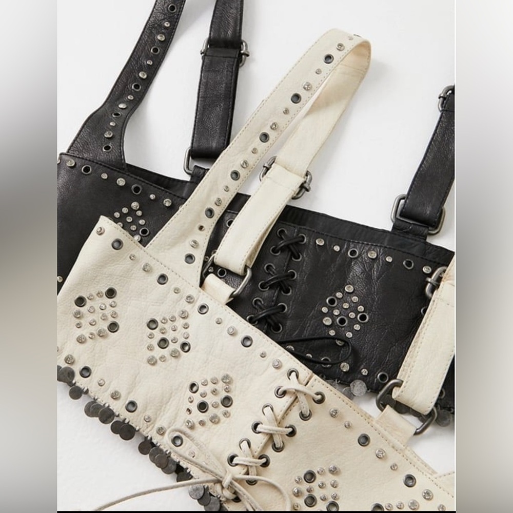 Rare Free People Sky Full Of Stars Lace Up Leather Harness Belt S NWT Sold Out
